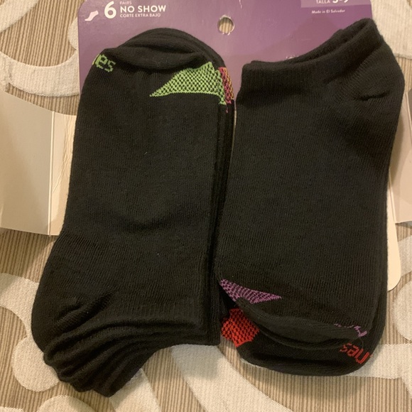 Hanes ultimate 5 pack lightweight no show invisibles socks black 5 NEW athletic - Picture 6 of 6